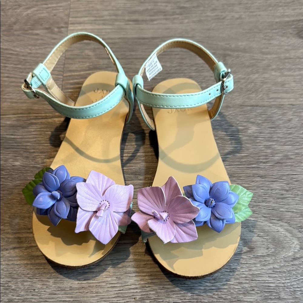 Janie and Jack Green and Purple Floral Sandals